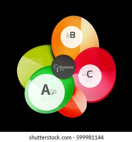 Abstract circles on black. Glass elements banner