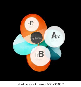 Abstract circles on black. Glass elements banner