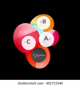 Abstract circles on black. Glass elements banner
