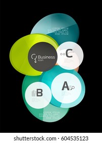 Abstract circles on black. Glass elements banner
