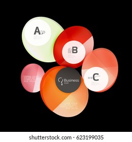 Abstract circles on black. Glass elements banner
