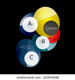 Abstract circles on black. Glass elements banner