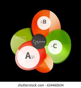 Abstract circles on black. Glass elements banner