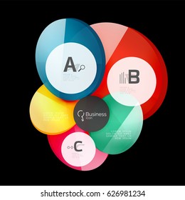 Abstract circles on black. Glass elements banner