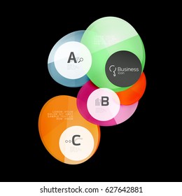 Abstract circles on black. Glass elements banner