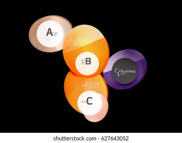 Abstract circles on black. Glass elements banner