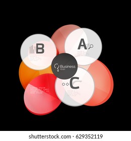 Abstract circles on black. Glass elements banner