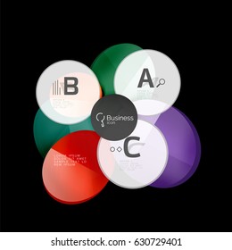 Abstract circles on black. Glass elements banner