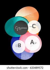 Abstract circles on black. Glass elements banner