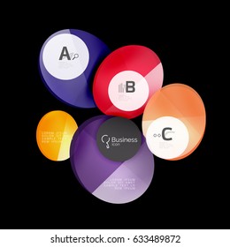 Abstract circles on black. Glass elements banner
