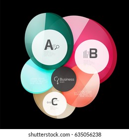 Abstract circles on black. Glass elements banner