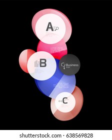 Abstract circles on black. Glass elements banner
