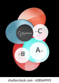 Abstract circles on black. Glass elements banner