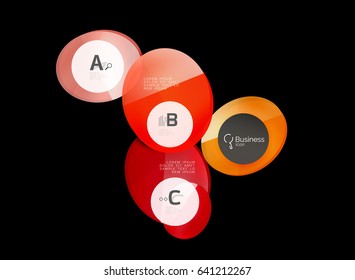 Abstract circles on black. Glass elements banner