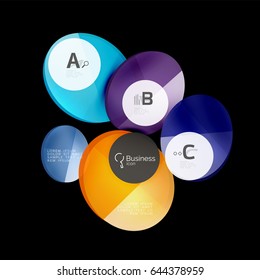 Abstract circles on black. Glass elements banner
