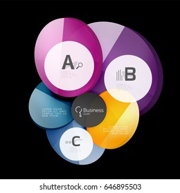 Abstract circles on black. Glass elements banner