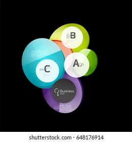 Abstract circles on black. Glass elements banner
