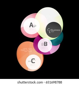 Abstract circles on black. Glass elements banner