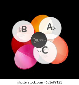 Abstract circles on black. Glass elements banner