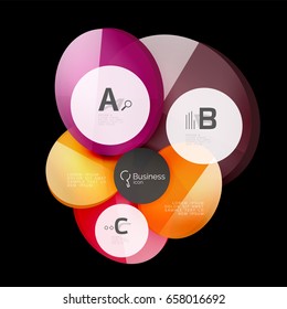 Abstract circles on black. Glass elements banner