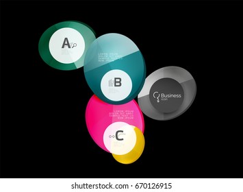 Abstract circles on black. Glass elements banner