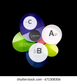 Abstract circles on black. Glass elements banner