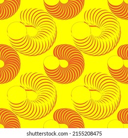 Ríos abstractos anaranjados sobre fondo amarillo, patrón sin soldadura, textura para el diseño de tejidos, papel pintado y baldosas, ilustración vectorial