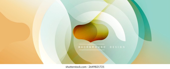 Abstract circles overlap, creating soft gradients. Warm peach blends into cool teal. Design features text background, design.