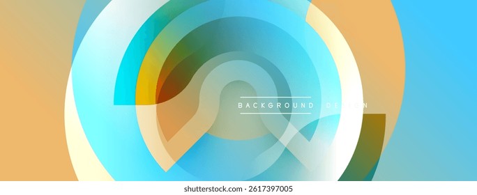 Abstract circles overlap, creating vibrant translucent layers. Soft colors blend, forming dynamic visual flow. Modern design element.