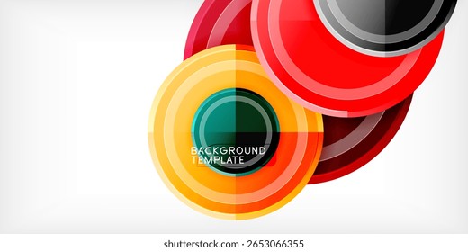 Abstract circles overlap, creating vibrant color gradients. Modern design element suitable for backgrounds, presentations. Simple, clean aesthetic.