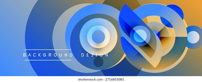 Los círculos Abstractas se superponen, creando vibrantes Gradientes azules y naranjas. El texto lee el diseño de fondo. Composición visual moderna y dinámica.