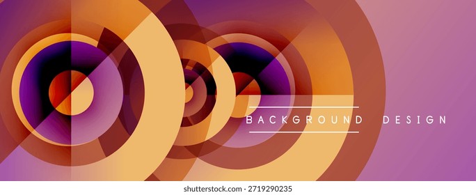 Los círculos Abstractas se superponen, creando vibrantes Gradientes naranjas y púrpuras. El texto lee el diseño de fondo. Composición visual moderna y dinámica.