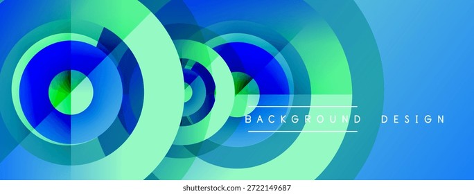Los círculos Abstractas se superponen, creando vibrantes Gradientes azules y verdes. Elemento de diseño moderno adecuado para fondos, Anuncios. Estética simple y limpia.