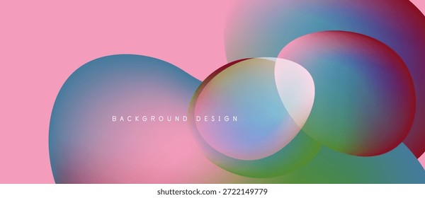 Los círculos Abstractas se superponen, creando mezclas de colores vibrantes. El fondo rosa mejora el atractivo visual, elemento de diseño moderno.