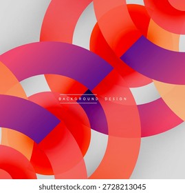 Los círculos Abstractas se superponen, creando Gradientes vibrantes. Los tonos rojo, púrpura y naranja dominan el diseño. Estética moderna y limpia.