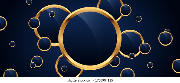 Abstract circles pattern luxury dark blue with gold vector background