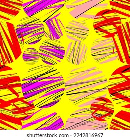 Patrón de círculos abstractos sobre fondo amarillo. Patrón transparente