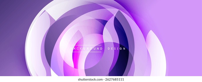 Abstract circles, purple hues, glowing lines create dynamic background. Modern design elements suggest technology, innovation.