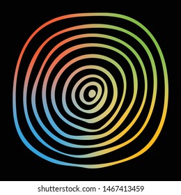 Abstract circles. Rainbow colors on a dark background, vector illustration.