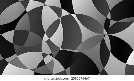 Abstract circles repeat black and white element on background. Circles black and white.