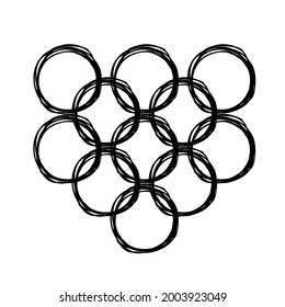 Abstract circles rings on background Sport logo icon isolated symbol Win emblem template Hand drawn ink Uncombined element Modern design Fashion print for clothes apparel invitation card banner poster