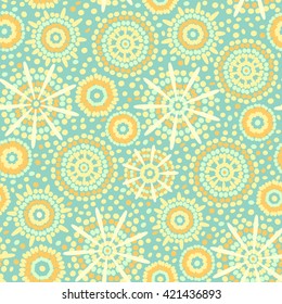 Abstract circles seamless ornament. Vector hand drawn pattern for wallpapers, wrapping paper, pattern fills, holidays greeting cards, web page background, surface textures, decorations.