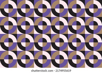 Abstract circles, seamless pattern. Blue brown colored circles repeating pattern.