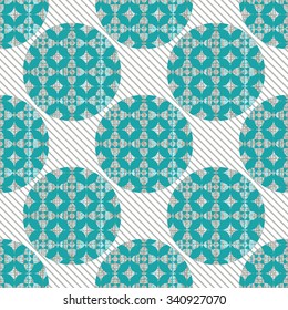 abstract circles seamless pattern-vector illustration. Background of diagonal straight lines.