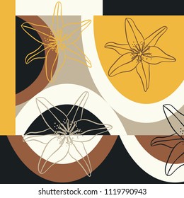 Abstract circles shape with flowers silk scarf design