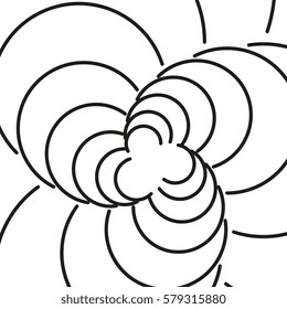 Abstract circles spiral abstract background. Black and white design