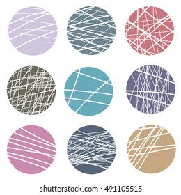 Abstract circles with a stroke. Round elements with shading.