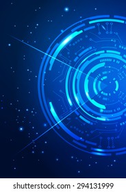Abstract Circles Technology Blue Background, Vector Illustration