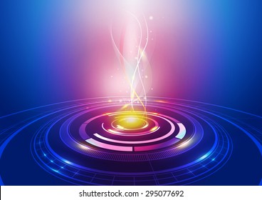 Abstract Circles Technology Blue Background, Vector Illustration