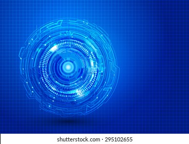 Abstract Circles Technology Blue Background, Vector Illustration